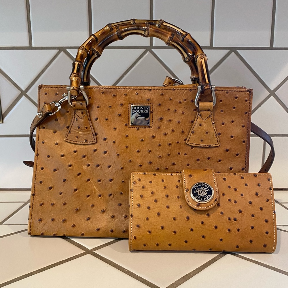 Dooney & Bourke Like New Ostrich Skin Bag & Wallet